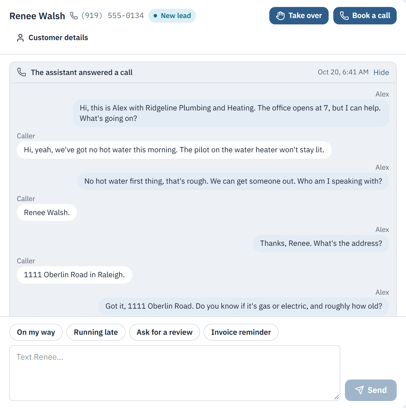 The inbox: the assistant's call with Renee, line by line.